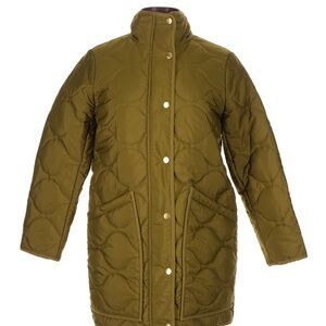 NWOT J. Crew Olive Quilted Mid-length Puffer Coat
